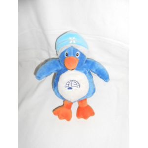 Doudou Pingouin Igolo Polaire Flocon Neige Gipsy Igloonous Peluche Bleu Orange Blanc 20 Cm Bille Dans Le Corps - Occasion