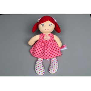 Doudou Poup&eacute;e Fille Robe Rose Pois Demoiselle Brin De Folie Doudou Et Compagnie - Occasion
