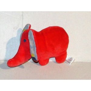 doudou éléphant hochet rouge bleu tigex - Occasion