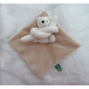 Doudou Plat Ours Blanc Grands Bras Ton Beige Et Blanc Weezbee Bnp Paribas - Occasion