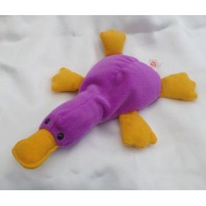 Doudou Peluche Canard Ornithorynque Violet Patti Ty - Occasion