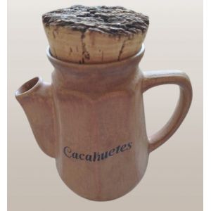 Pot En Grès Forme Cafetière Bouchon En Liège Pour Y Mettre Des Cacahuètes - Occasion