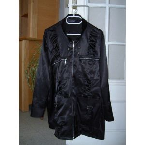 Veste Noire Brillante Jean Marc Philippe Avec Fermetures Grises Taille 4 (46/48) - Occasion