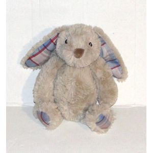 doudou lapin beige tissus ecossais cotton blue jellycat - Occasion