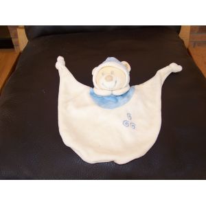 Douou Plat Ours Jollybaby 2 Noeuds Capuche Bleu Blanc Creme - Occasion