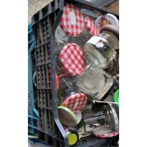 Lot De Pots À Confiture Style Bonne Maman 70 Unités Tailles Diverses Avec Leurs Couvercles En Métal - Occasion