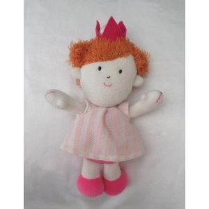 Doudou Peluche Poupée Fille Lili Blanche Robe Rayures Rose Photoluminescente Jemini Luminou - Occasion