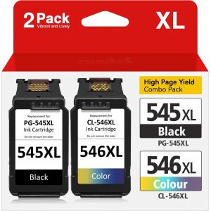 545 546 XL Ink Cartridges Replacement for Canon PG 545XL CL 546XL, Canon Ink 545 546, for Canon PIXMA TS3150 TR4650 TS3350 MG2450 MG2250s MG2950 MG3050 TR4550 TS3151 (Black) Tri-Color, 2-Color Pack) - Occasion