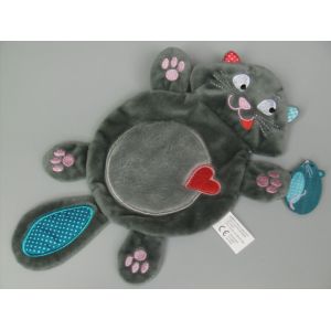 Doudou Plat Chat Mon Doudou Bouboule Gris Coeur Rouge Michel Lafon - Occasion