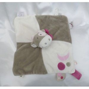 Doudou Peluche Plat Vache Lola Blanc Taupe Lune Attache T&eacute;tine Noukie's - Occasion