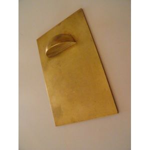 Butées Battements pour porte 2 vantaux, sur platine 65x100x1,5mm non percée Laiton Massif poli , 1/2 lune soudé H:16mm - Occasion