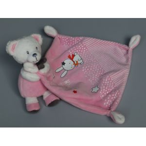Doudou Ours Rose Blanc Mouchoir Sweet Dreams Mots D'enfants - Occasion