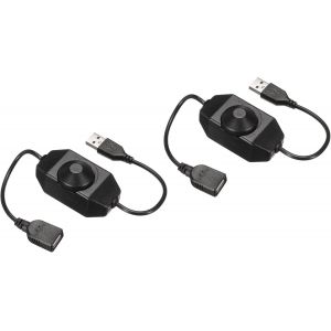 Led Bande Gradateur Commutateur 5V Cc Usb Femelle &Agrave; M&acirc;le Rallonge Cordon Avec Rotatif Commutateur Contr&ocirc;leur Pour Led Bandes Lumineuses, Noir Paquet De 2 - Occasion