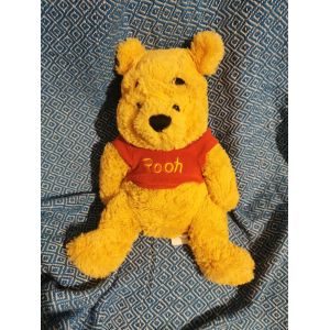Doudou Winnie L Ourson Orange Rouge Billes Disney Store - Occasion
