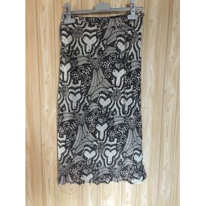 Jupe À Motifs Xanaka. Taille 36. Viscose. Doublure Polyamide. Taille Élastique. Lien De Fermeture À L'avant Longueur Totale : 67 Cm Environ. - Occasion