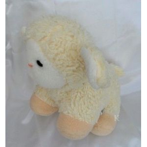 Doudou Peluche Vintage Mouton Agneau Ecru Et Blanc Ajena - Occasion