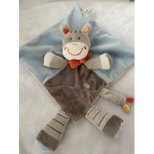 Doudou Peluche Ane Girafe Nicotoy Bleu Gris - Occasion