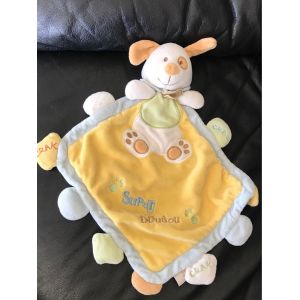 Doudou Plat Chien Baby Nat' Super Doudou Jaune Bleu Grelot 37 Cm - Occasion