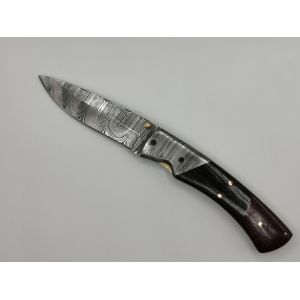 Couteau De Poche En Damas - Le Mascaron - Coutellerie Artisanale Hosteel - Couteau Pliant En Damas - Couteau De Collection - Lame Acier Damas - Cadeau Homme - Occasion