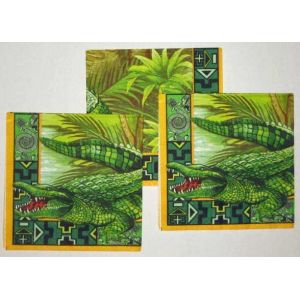 Lot 3 Serviettes Papier Crocodile Jungle Savane - Occasion