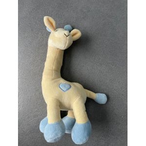 Doudou Peluche Girafe Beige Et Bleu Coeur Arthur Et Lola - Occasion