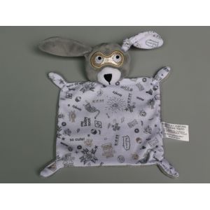 Doudou Lapin Plat Gris Blanc Masque Doré Berdoues Ikks - Occasion