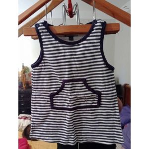 Débardeur Rayé Marine Blanc 12 Mois Vintage Années 90 Kimbaloo. - Occasion