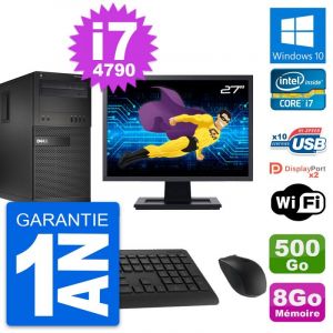 PC Tour Dell XE2 MT Ecran 27" Intel i7-4790 RAM 8Go Disque 500Go Windows 10 Wifi - Occasion