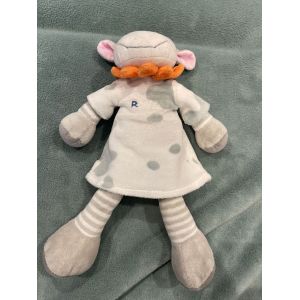 Doudou Peluche Vache Blanc Rayé Col Orange Nicotoy - Occasion