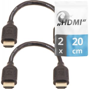 cable HDMI court, 20cm - 2-pack - 4k, ARC, Ultra HD, Ethernet, high Speed - noir, pour TV, Macbook, PC, PS5 0,2m - Occasion