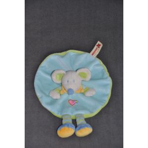 Doudou Souris Plat Rond Nicotoy Bleu Vert - Occasion