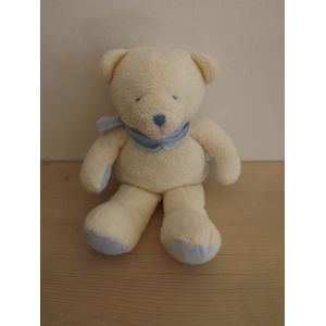 Peluche Doudou Ours Blanc Bleu Nicotoy - Occasion