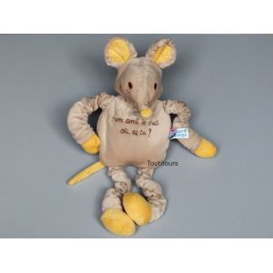Doudou souris beige chat jaune Sucre d Orge - Occasion