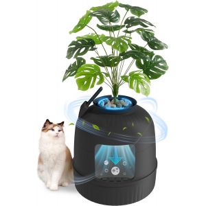 Lifewit Bac À Litière Pour Chat Plant Avec Système D&#39;Élimination Des Odeurs, Bac À Litière À Couvercle Caché Avec Lumière Led Et Pelle Dans Le Salon, La Chambre, Le Coin, Noir - Occasion