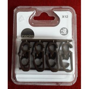 AGRAFE RIDEAU CLIP PLASTIQUE D28-35 MARRON X 12 - Occasion