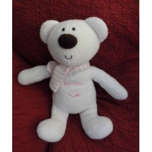 Doudou Luminou Ours Rose Écharpe Raye Blanc Coeur 30 Cm - Occasion