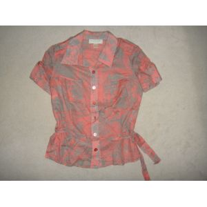 Chemisier Manches Courtes Saumon/Gris Un Jour Ailleurs - Taille 38 - Occasion