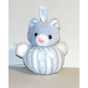 doudou chat boule ray&eacute; bleu tartine et chocolat - Occasion