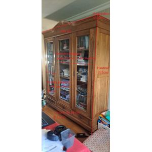 Grande Bibliothèque Chêne Clair Massif 229 Cm Hauteur, 190 Cm Longueur, Profondeur 55cm - Occasion