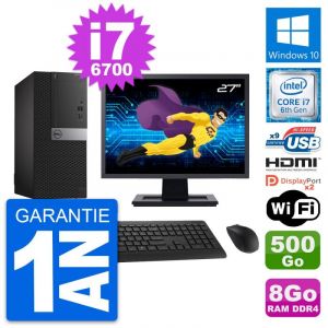 PC Tour Dell 7050 Ecran 27" i7-6700 RAM 8Go Disque 500Go HDMI Windows 10 Wifi - Occasion