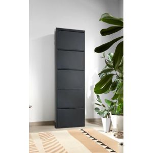 Isidro-Armoire D'Entr&eacute;e Multi-U S, Meuble &Agrave; Chaussures, 50 X 15 X 172 Cm, Noir, 5 Scomparti[Q890] - Occasion