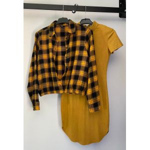 Robe Moutarde Seconde Peau Et Top Coordonn&eacute; 36 - Occasion