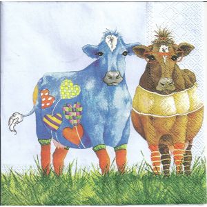 Lot De 2 Serviettes Déco Papier Ambienté: Vaches Ludiques - Occasion