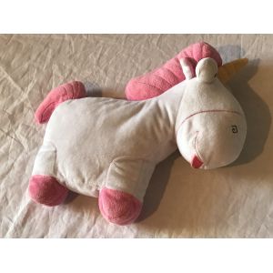 Petite Licorne Blanche Plate Corne Jaune Crini&egrave;re Queue Pattes Roses Peluche Petits Enfants B&eacute;b&eacute;s - Occasion