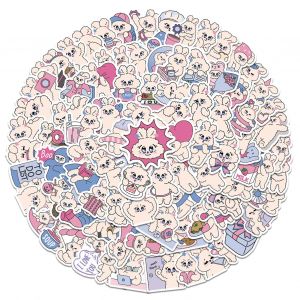 90Pcs/Set Cartoon Rabbit Sticker Self-adhesive Waterproof PVC DIY Phone Cover Cup Luggage Skateboard Laptop Scrapbook Graffiti Decal Kit - Occasion