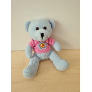 Doudou Ours Bleu Fleur Rose Anna Club - Occasion
