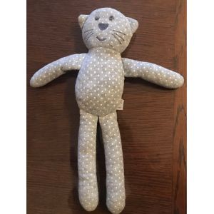 Doudou Chat Bout'chou Monoprix Gris Etoile Verte Jaune 30 Cm - Occasion
