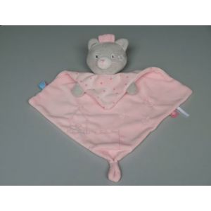 Doudou chat plat Sucre d Orge gris rose &eacute;toiles - Occasion