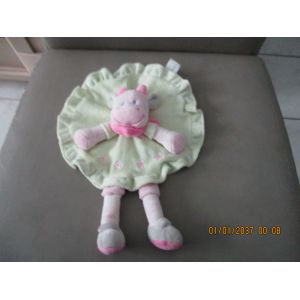 Doudou Plat Rond Vert Vache Rose Nicotoy Simba Dickie - Occasion