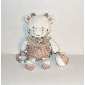 Doudou Vache D'activites Mots D'enfants Peluche Vache Veau Anneau Et Balle - Occasion
